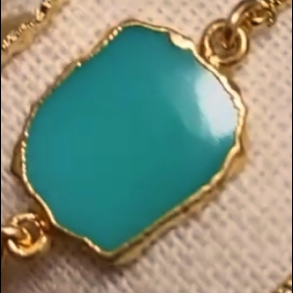 Green Onxy Semi Precious Stone 14k gold plated chain bracelet - Picture 5 of 5